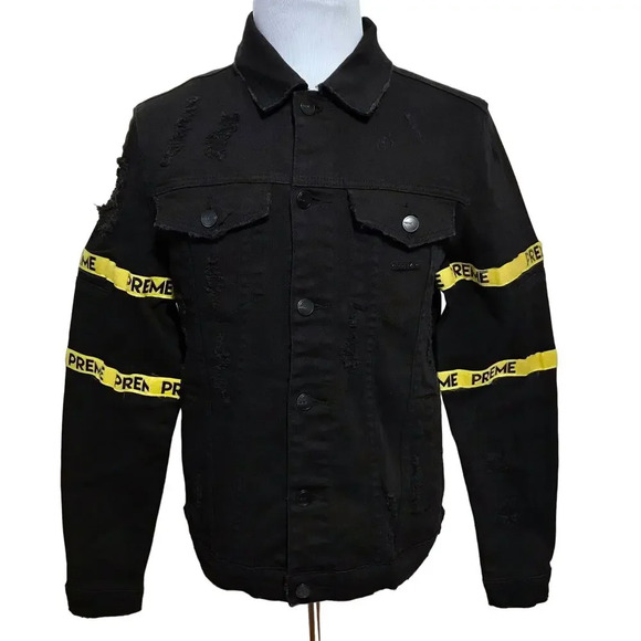 Preme NWOT Black Wash Jean Jacket Men M - Picture 1 of 16